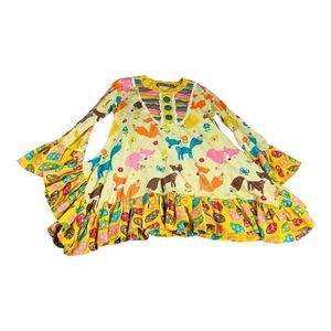 2179 jelly Pug Girls 6X Floral Tunic Top Colorful Long Sleeve Fox